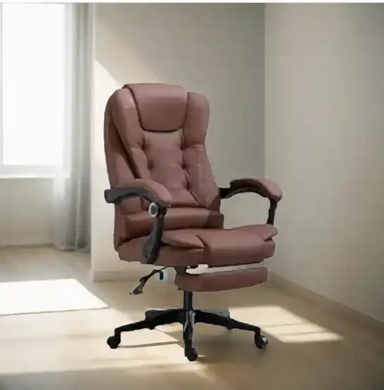 Silla Ejecutiva De Oficina Ergonomica Color Marrón Con Reposapies