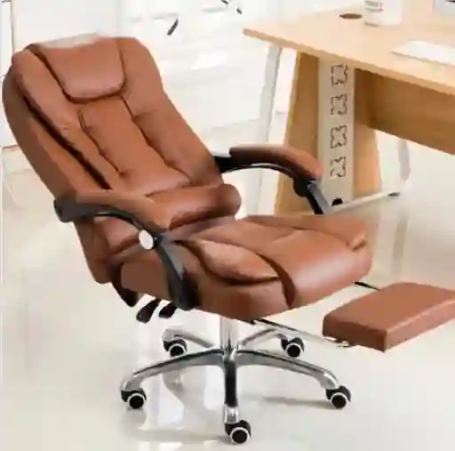 Silla Ejecutiva De Oficina Ergonomica Color Marrón Con Reposapies