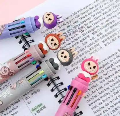 Set De Esferos Multicolor Automáticos De Tipo Kawaii Con Diseño De Labubu