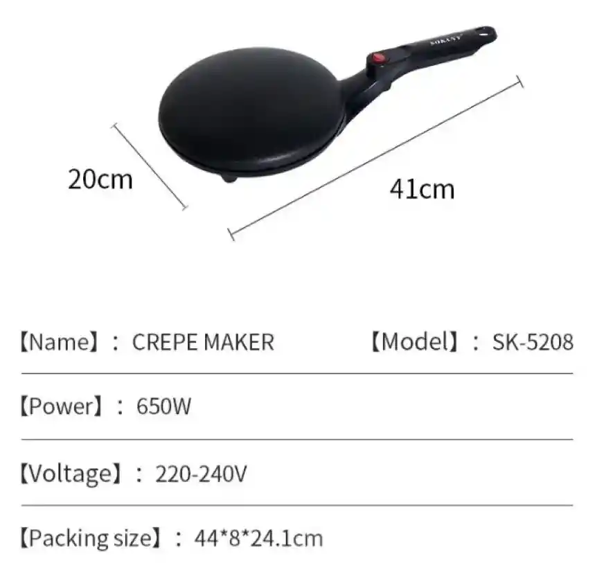 Maquina Electrica Crepera Para Hacer Crepes Sokany