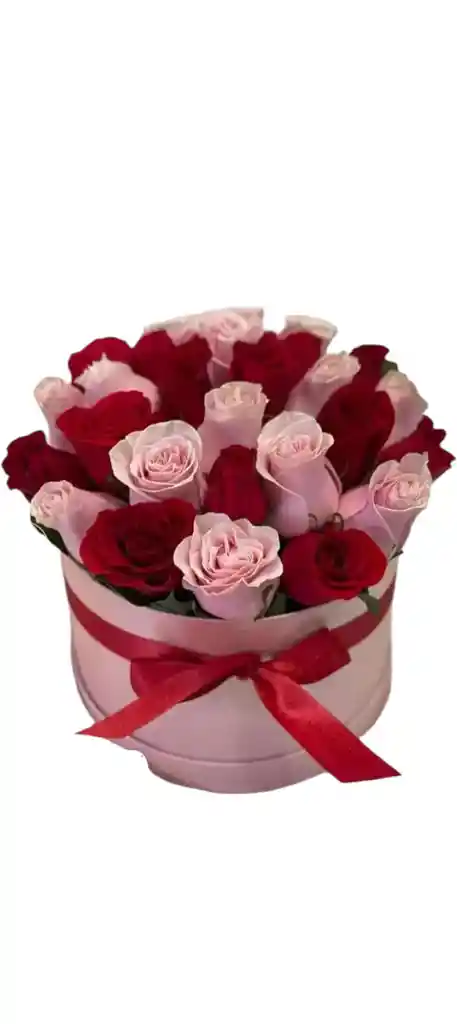 Cilindro En Rosas Rojas Y Rosadas
