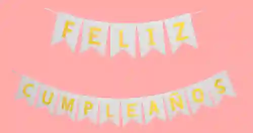 Feliz Cumpleaños Guirnalda Blanca Mediana
