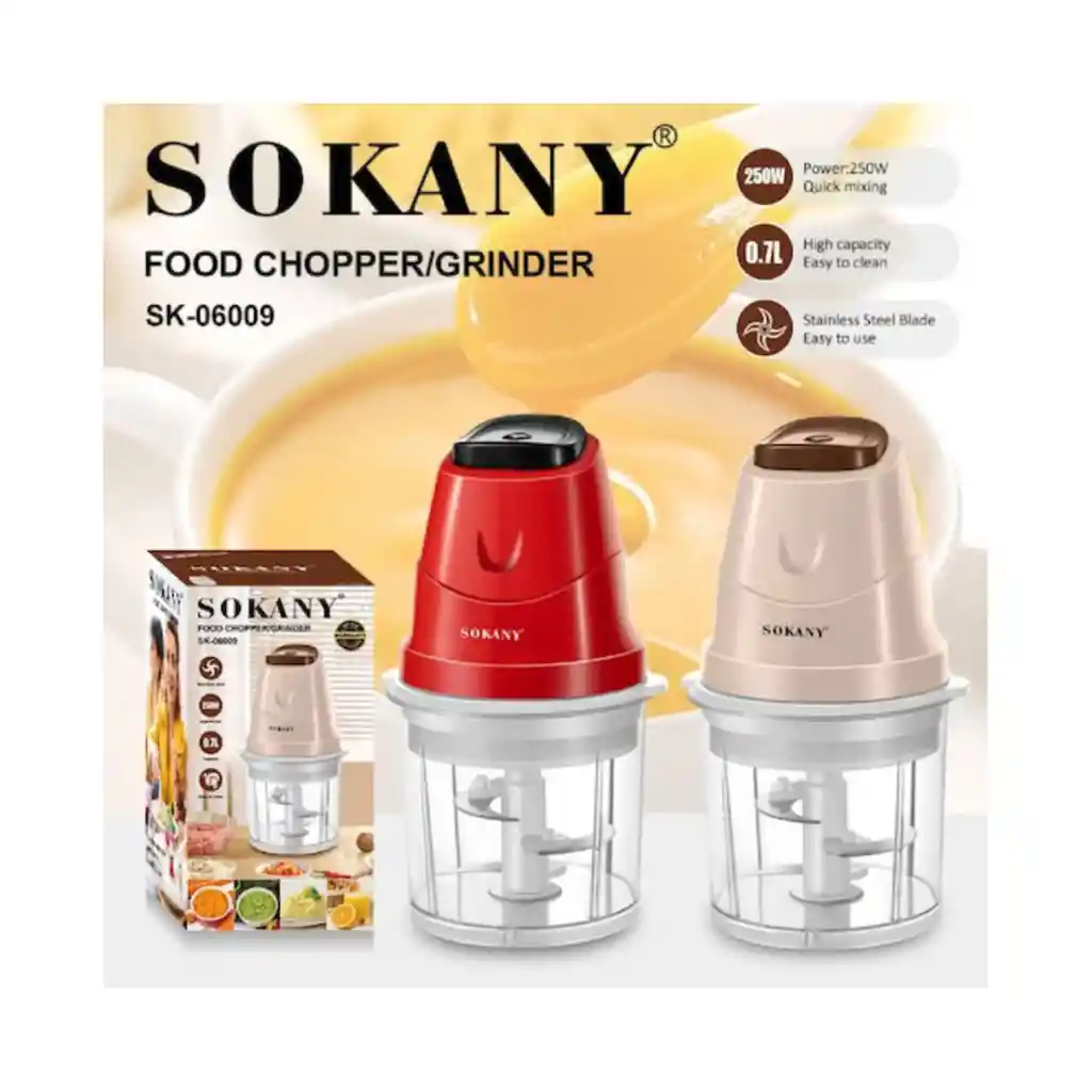 Picadora Multifunción Sokany De 250 W Con Recipiente De 700 Ml