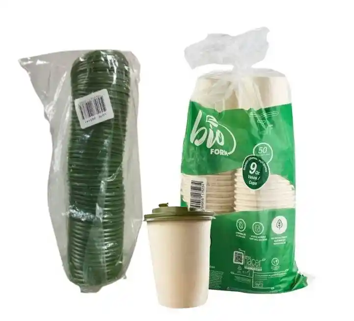 Vaso Carton 9 Ozn Con Tapa Con Pico X 50und Bioform