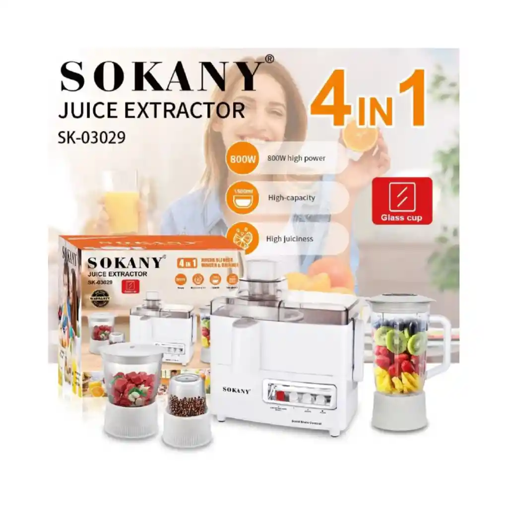 Maquina Extractor De Jugo 4 En 1, Sk-03029 Sokany