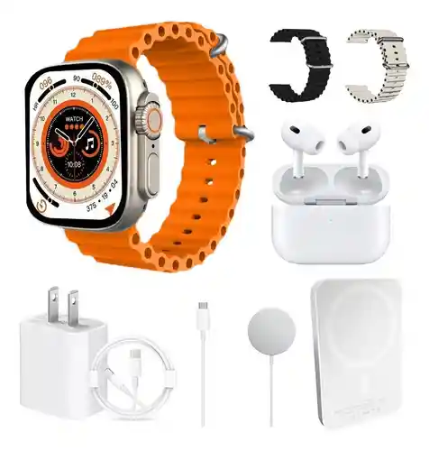Smartwatch Serie 8x Deportivo Contesta Llamadas Ultraplus Con Audífonos Accesorios Max