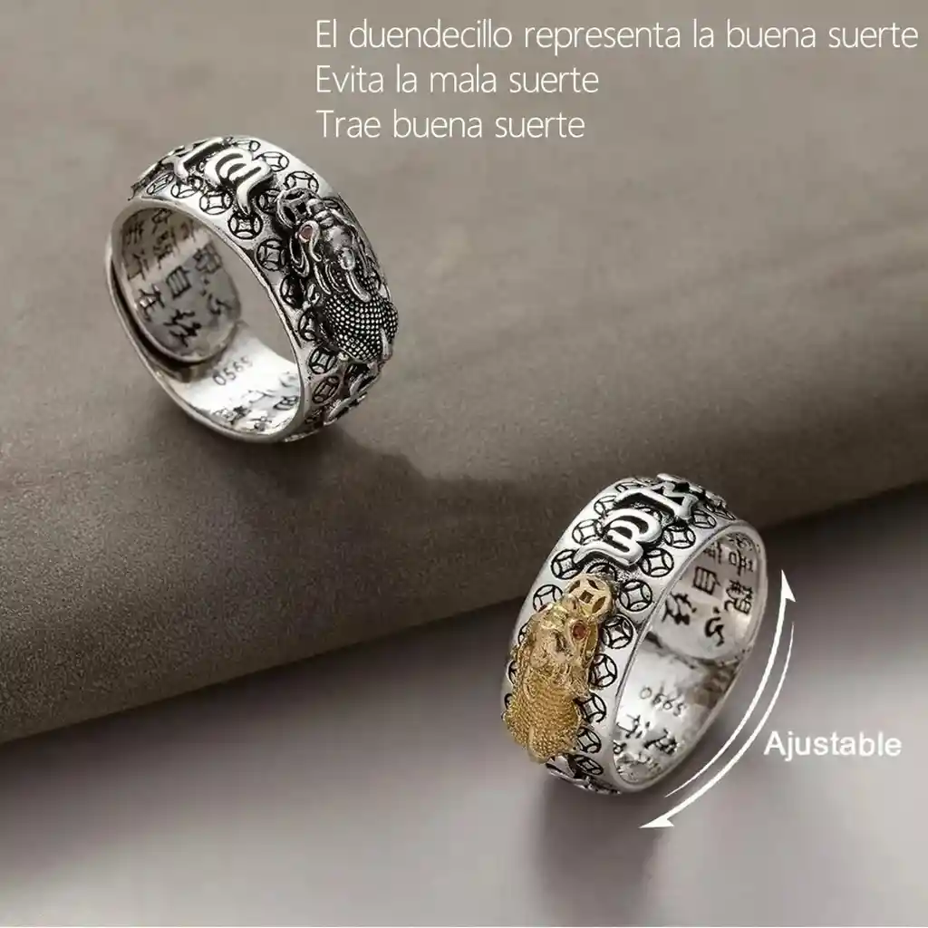 Anillo Pixiu Feng Shui Suerte Riqueza Budista Joya Unisex
