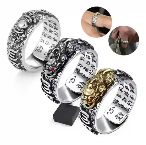 Anillo Pixiu Feng Shui Suerte Riqueza Budista Joya Unisex