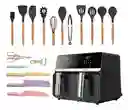 Freidora De Aire Nobelsound Air Fryer Doble Bandeja Con Utensilios Cuchillos Incluidos