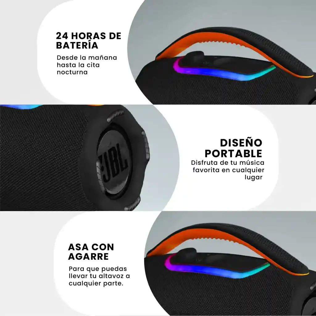 Parlante Boom Box 3 Replica 1.1 Jbl Grande Bluetooth Sonido Potente Negro
