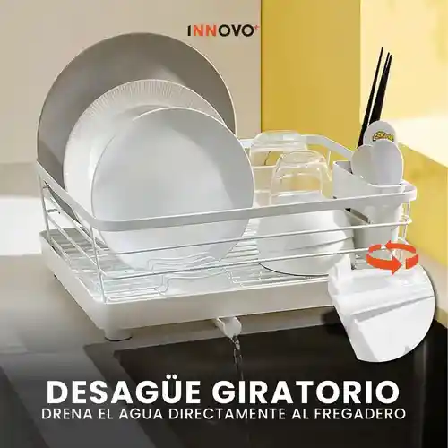Platero Escurridor Organizador De Loza Con Desagüe Innovo Home