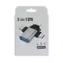 Otg 3 En 1 | Lightning, Usb Tipo C, Micro Usb