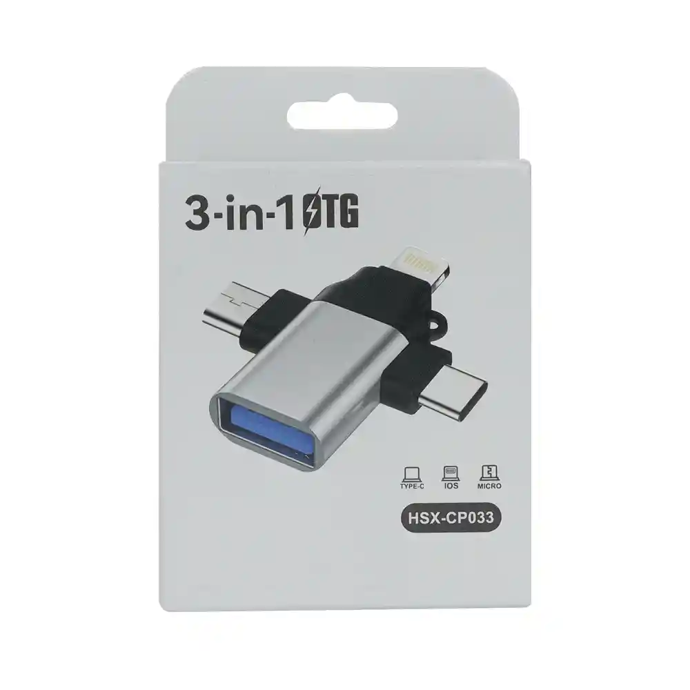 Otg 3 En 1 | Lightning, Usb Tipo C, Micro Usb