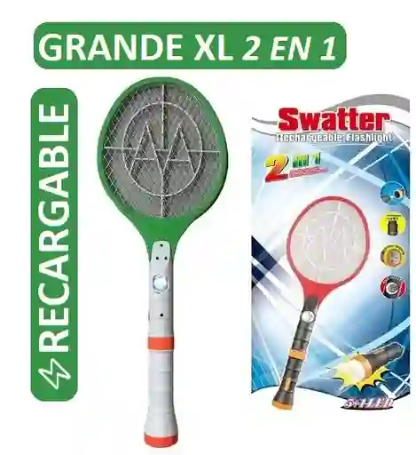 Raqueta Mata Zancudos Eléctrica Grande Recargable Mosquitos Moscas Doble Linterna