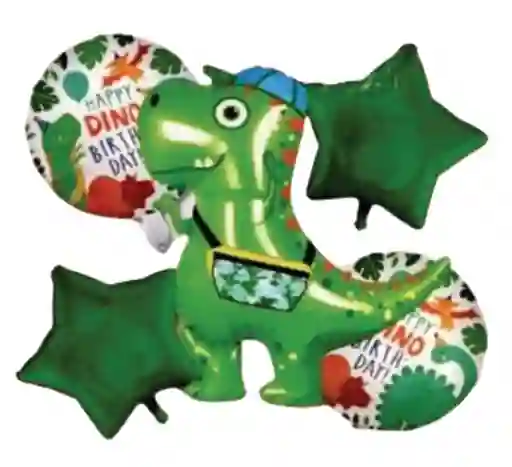 Bouquet Globo Dinosaurio T Rex X 5 Piezas