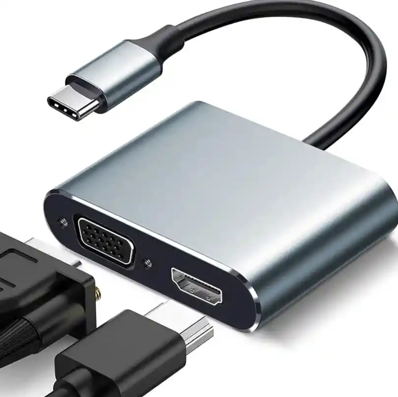 Convertidor Tipo C A Hdmi + Vga Adaptador 2 En 1