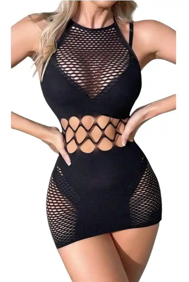 Lencería De Malla Brillante Para Mujer, Lencería Sexy De Malla