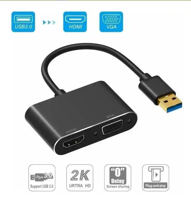 Convertidor Adaptador 2 En 1: De Usb 3.0 A Vga Y Hdmi Video Agregar A Favoritos