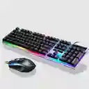 Set Teclado Y Mouse Gamer Rgb Multicolor Negro Gamer