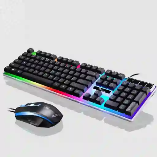 Set Teclado Y Mouse Gamer Rgb Multicolor Negro Gamer