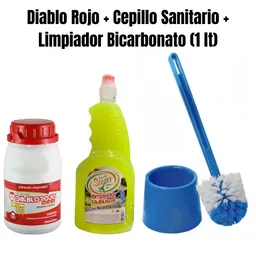 Diablo Rojo + Cepillo Sanitario + Limpiador Bicarbonato 1 Lt