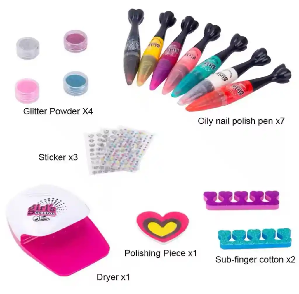 Kit Uñas Decorativo 2-1 Niñas Set Manicure Creativo Juguete