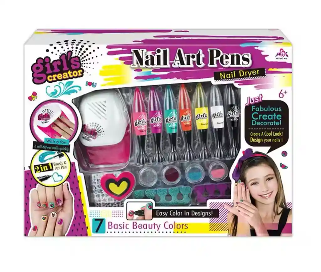 Kit Uñas Decorativo 2-1 Niñas Set Manicure Creativo Juguete