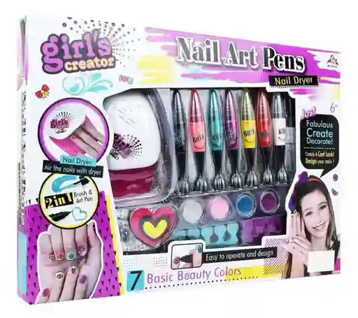 Kit Uñas Decorativo 2-1 Niñas Set Manicure Creativo Juguete