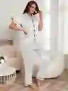 Pijama Dos Piezas En Satin Manga Corta Ribete En Contraste Talla M