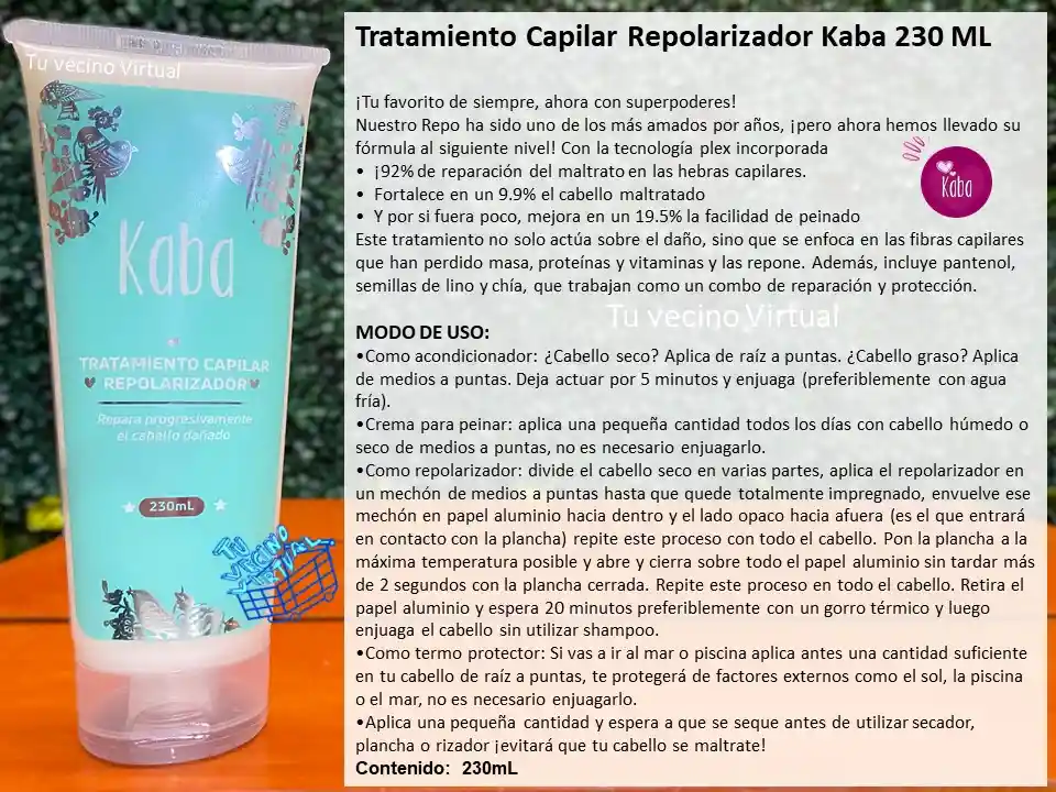 Acondicionador, Tratamiento Repolarizador Y Tonico Capilar Kaba