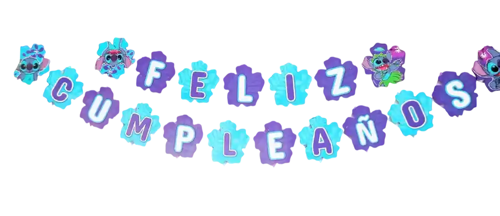 Feliz Cumpleaños Feston Letrero Stitch