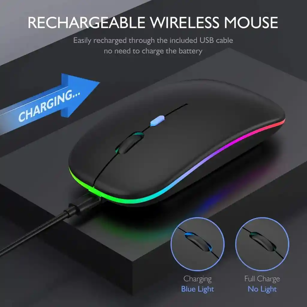 Mouse Inalámbrico Recargable 2,4g Bluetooth Aoas W07