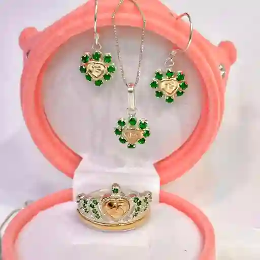 Set De 15 Años Colección Heart Verde Rf1
