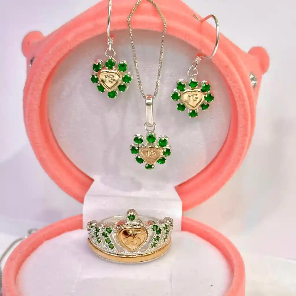 Set De 15 Años Colección Heart Verde Rf1