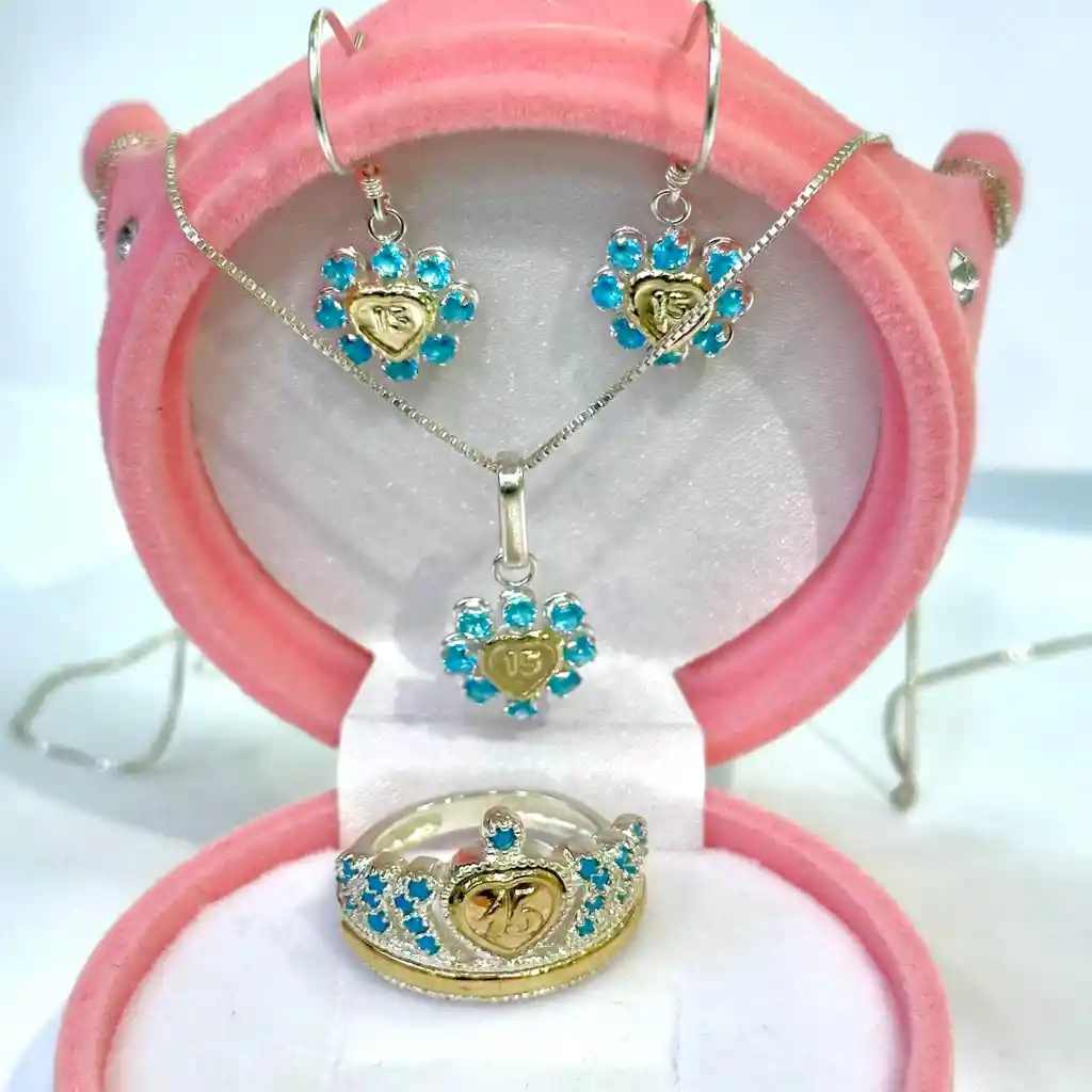 Set De 15 Años Colección Heart Azul Cielo Rf2