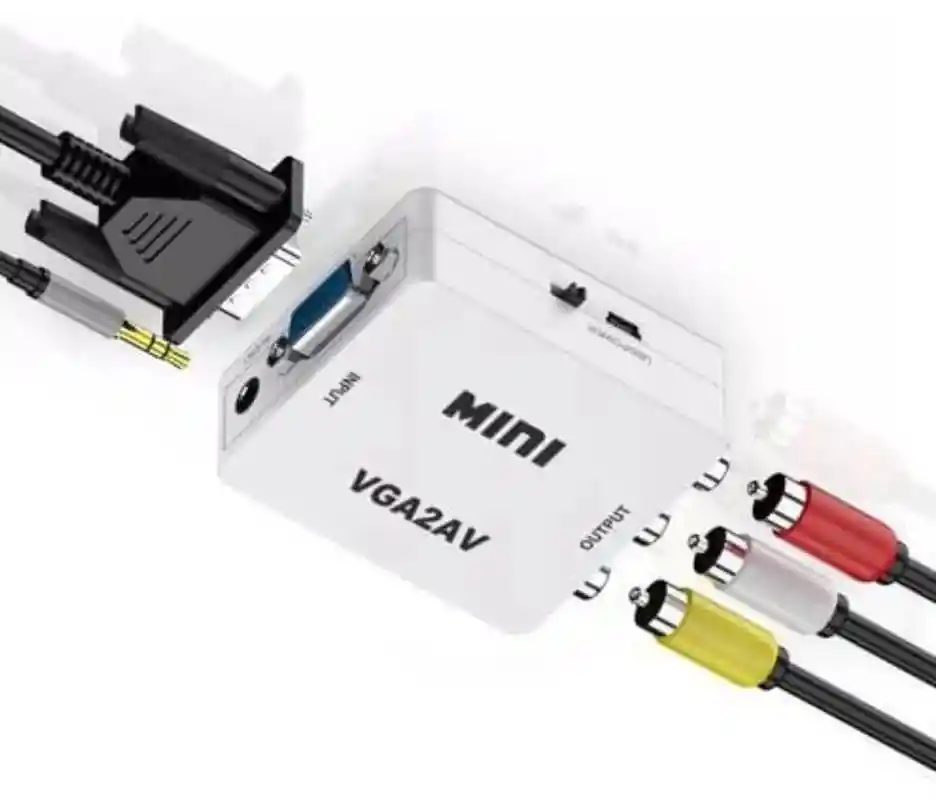 Convertidor Vga A Rca Blanco Nuevo