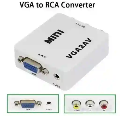 Convertidor Vga A Rca Blanco Nuevo