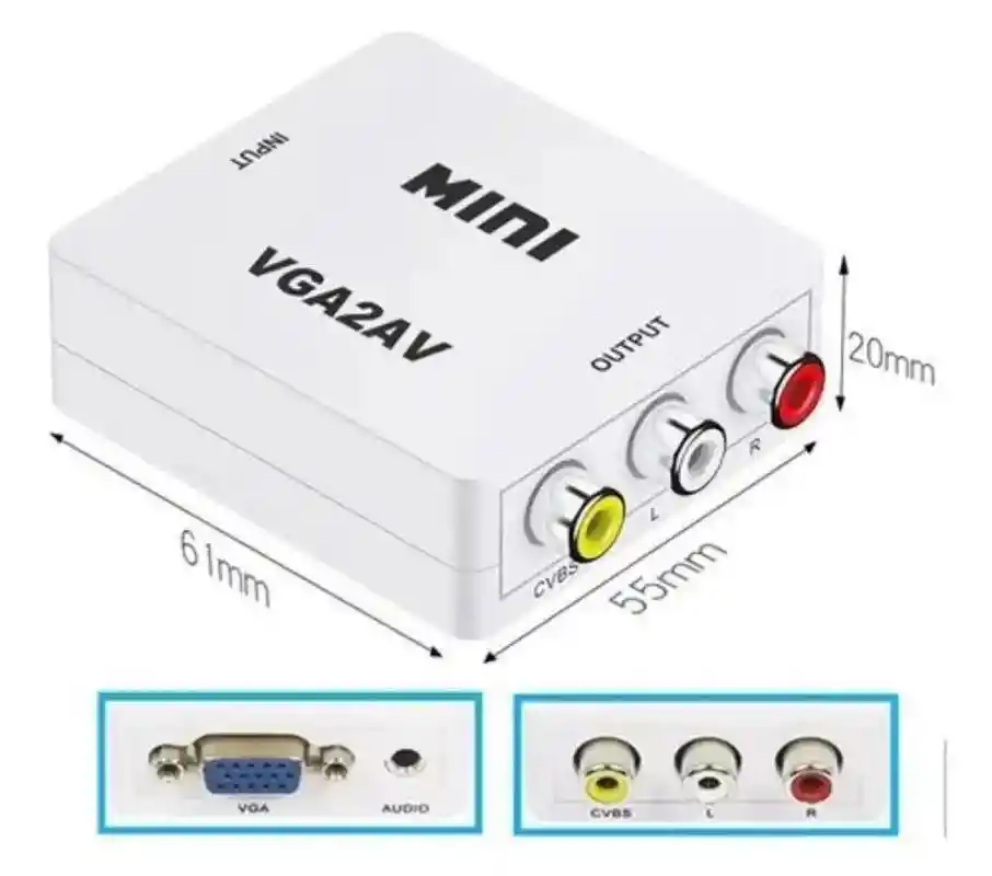 Convertidor Vga A Rca Blanco Nuevo