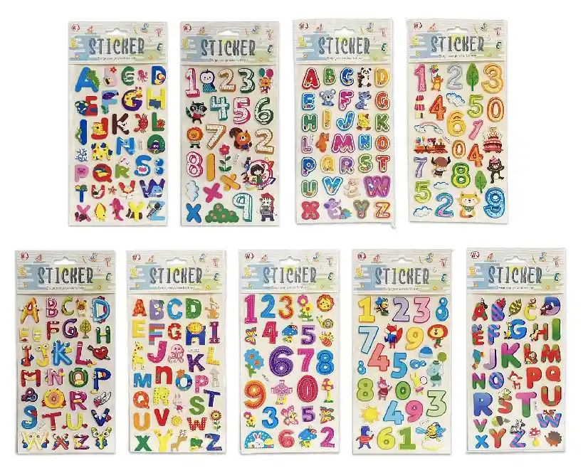 Sticker Motivos Infantil, Letras Y Numeros
