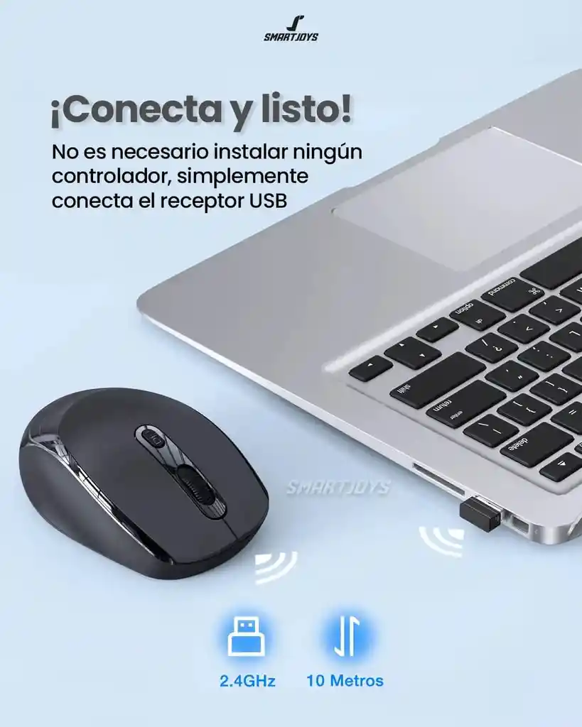 Mouse Inalámbrico Ultra Silencioso 1hora Rat001 Negro