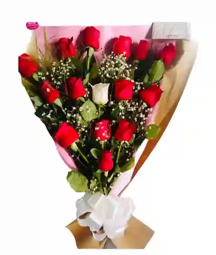 Rosas Rojas Y Blanca En Bouquet