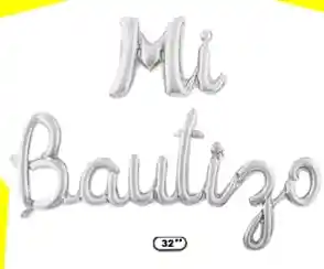 Globo Metalizado, " Mi Bautizo" - Plateado