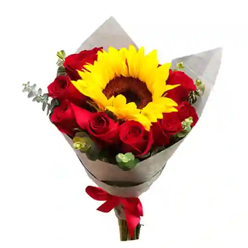 Rosas En Bouquet, Rosas Y Girasol