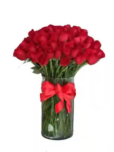 Rosas Rojas En Jarron 50 Rosas