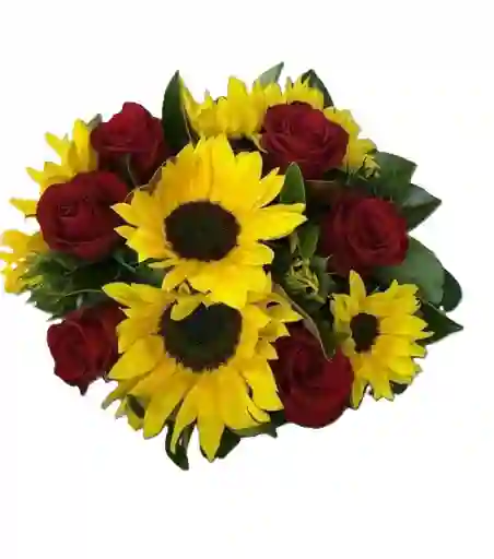 Girasoles Y Rosas En Bouquet