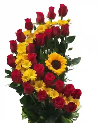 Arreglo Florar Rosa Y Girasoles