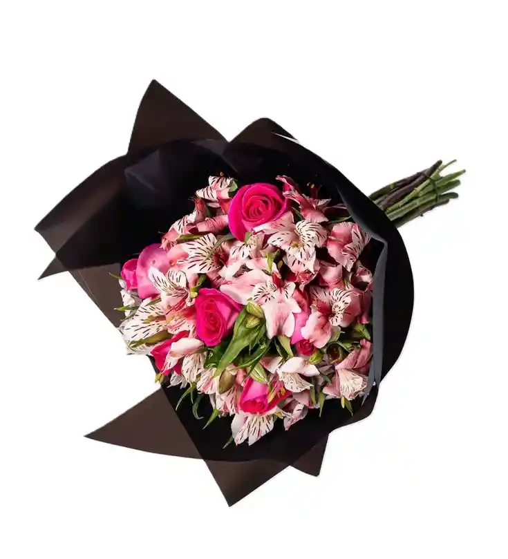 Rosas Y Astromelias Rosadas