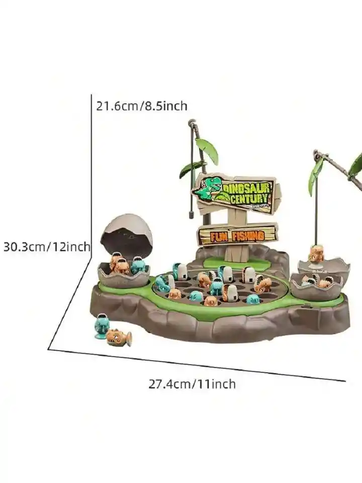 Juego De Pesca De Dinosaurio Magnético Música Giratorio 2 Cañas