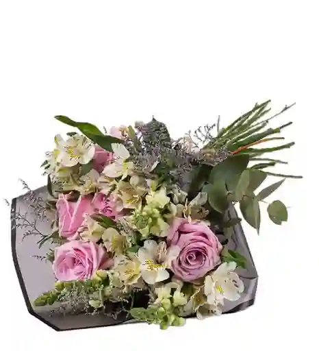 Rosas Moradas Y Astromelia Blanca Moon Blue