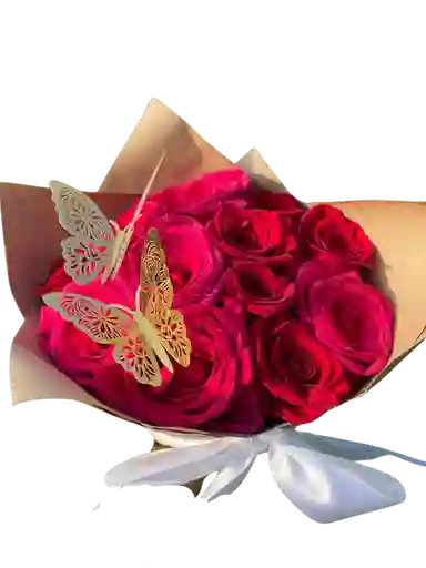 Rosas Fucsias Y Rojas Mariposas